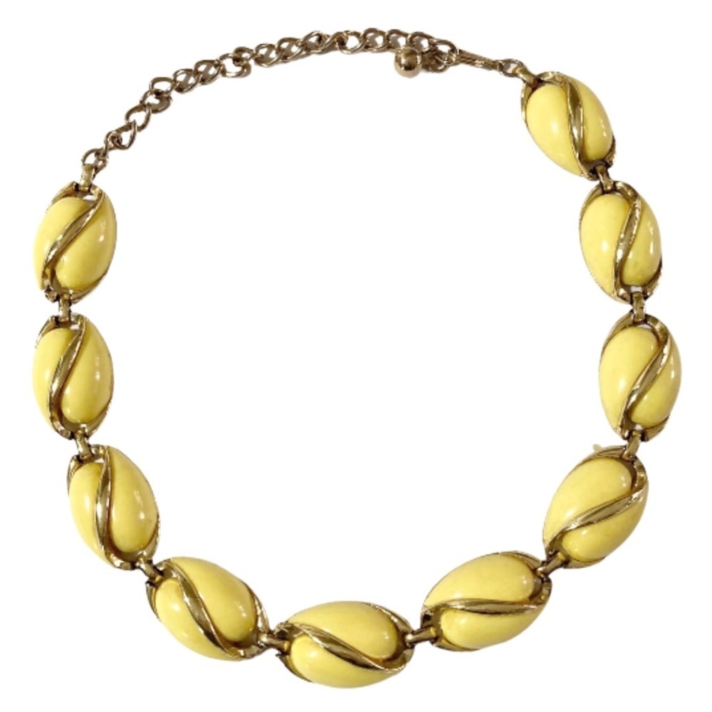Vintage 60’s CORO Statement Necklace Choker Butter Yellow Gold MCM Retro MOD